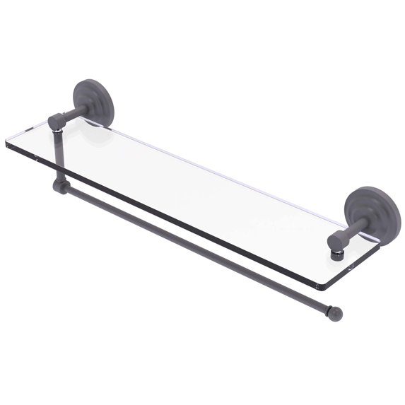 Prestige Que New Collection Paper Towel Holder with Glass Shelf - Matte Gray / 22 Inch