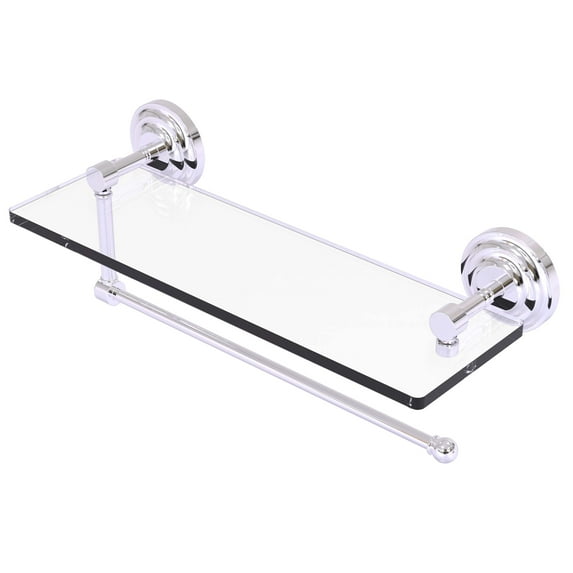 Prestige Que New Collection Paper Towel Holder with Glass Shelf - Polished Chrome / 16 Inch