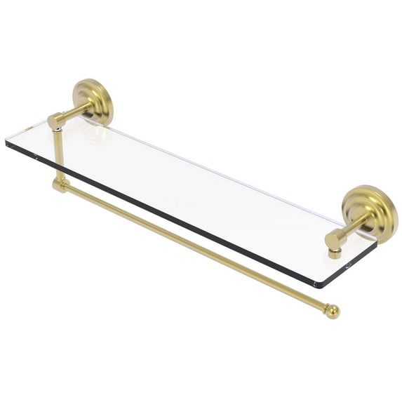 Prestige Que New Collection Paper Towel Holder with Glass Shelf - Satin Brass / 22 Inch
