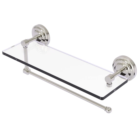 Prestige Que New Collection Paper Towel Holder with Glass Shelf - Satin Nickel / 16 Inch