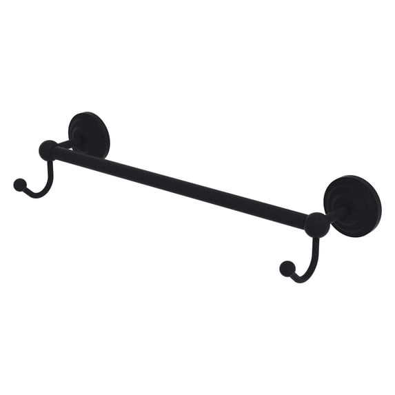 Prestige Que New Collection Towel Bar with Integrated Hooks - Matte Black / 24 Inch