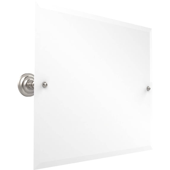 Prestige Que New Frameless Landscape Rectangular Tilt Mirror with Beveled Edge in Satin Nickel