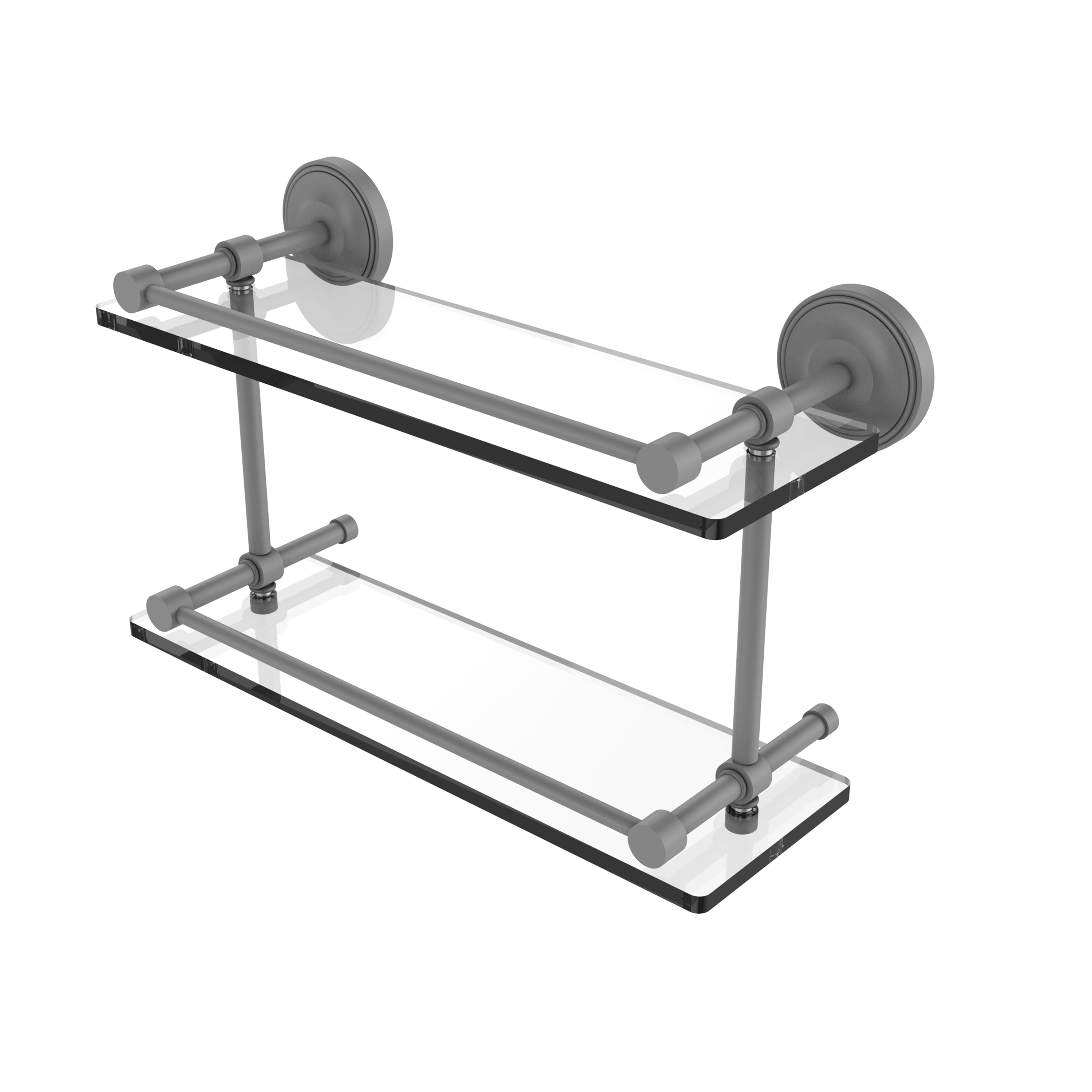 Prestige Regal 16 Inch Double Glass Shelf with Gallery Rail