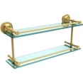 thumbnail image 1 of Prestige Regal 22-in Double Glass Shelf with Gallery Rail in Polished Brass, 1 of 3