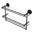 thumbnail image 1 of Prestige Regal Collection Gallery Rail Double Glass Shelf with Towel Bar - Matte Black / 22 Inch, 1 of 3