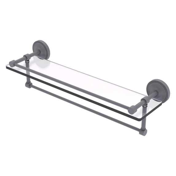Prestige Regal Collection Gallery Rail Glass Shelf with Towel Bar - Matte Gray / 22 Inch