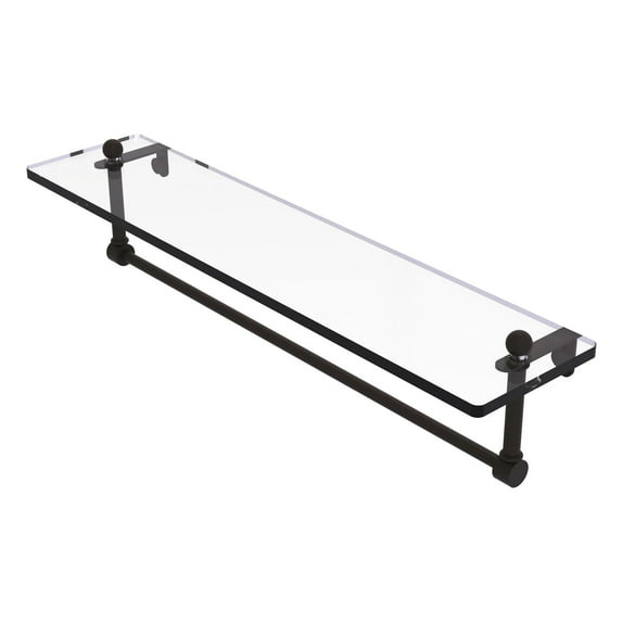 Prestige Regal Collection Glass Vanity Shelf with Integrated Towel Bar - Oil Rubbed Bronze / 22 Inch