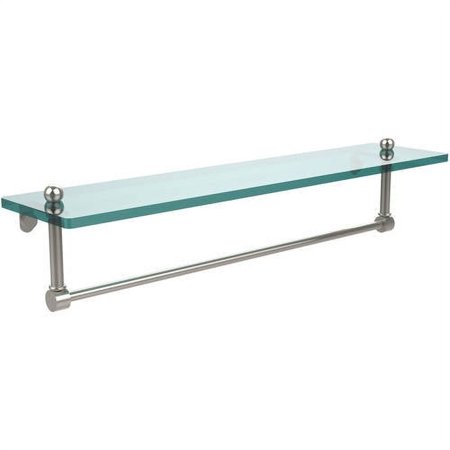 Prestige Regal Collection Glass Vanity Shelf with Integrated Towel Bar - Polished Nickel / 22 Inch