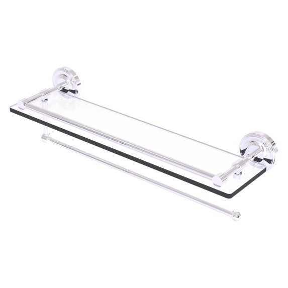 Prestige Regal Collection Paper Towel Holder with Gallery Rail Glass Shelf - Polished Chrome / 22 Inch