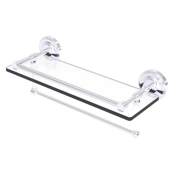 Prestige Regal Collection Paper Towel Holder with Gallery Rail Glass Shelf - Satin Chrome / 16 Inch