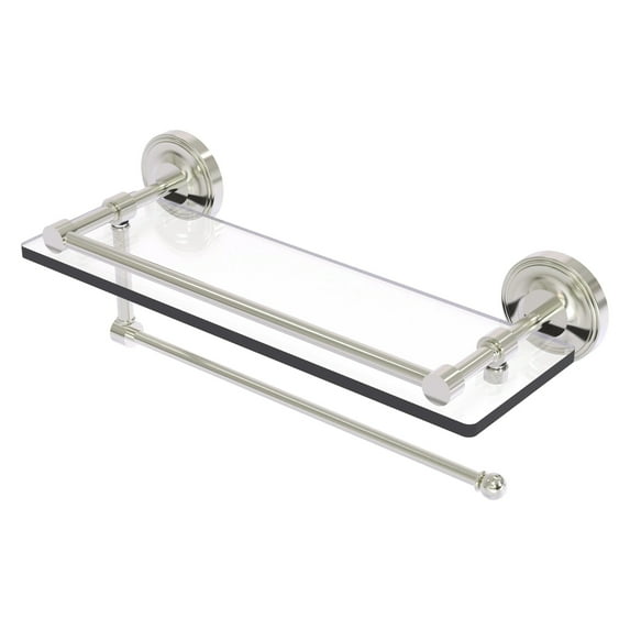 Prestige Regal Collection Paper Towel Holder with Gallery Rail Glass Shelf - Satin Nickel / 16 Inch