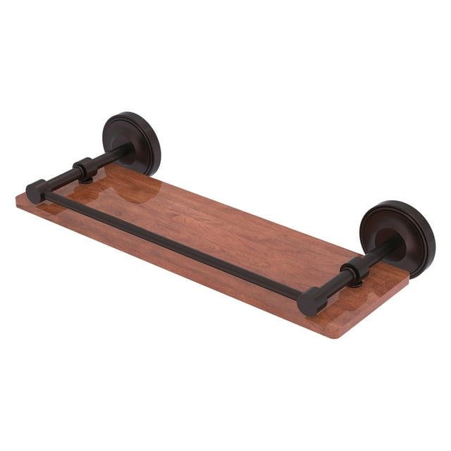 Prestige Regal Collection Solid IPE Ironwood Shelf with Gallery Rail - Antique Bronze / 16 Inch