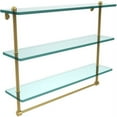 thumbnail image 1 of Prestige Regal Collection Triple Tiered Glass Shelf with Integrated Towel Bar - Polished Brass / 22 Inch, 1 of 2
