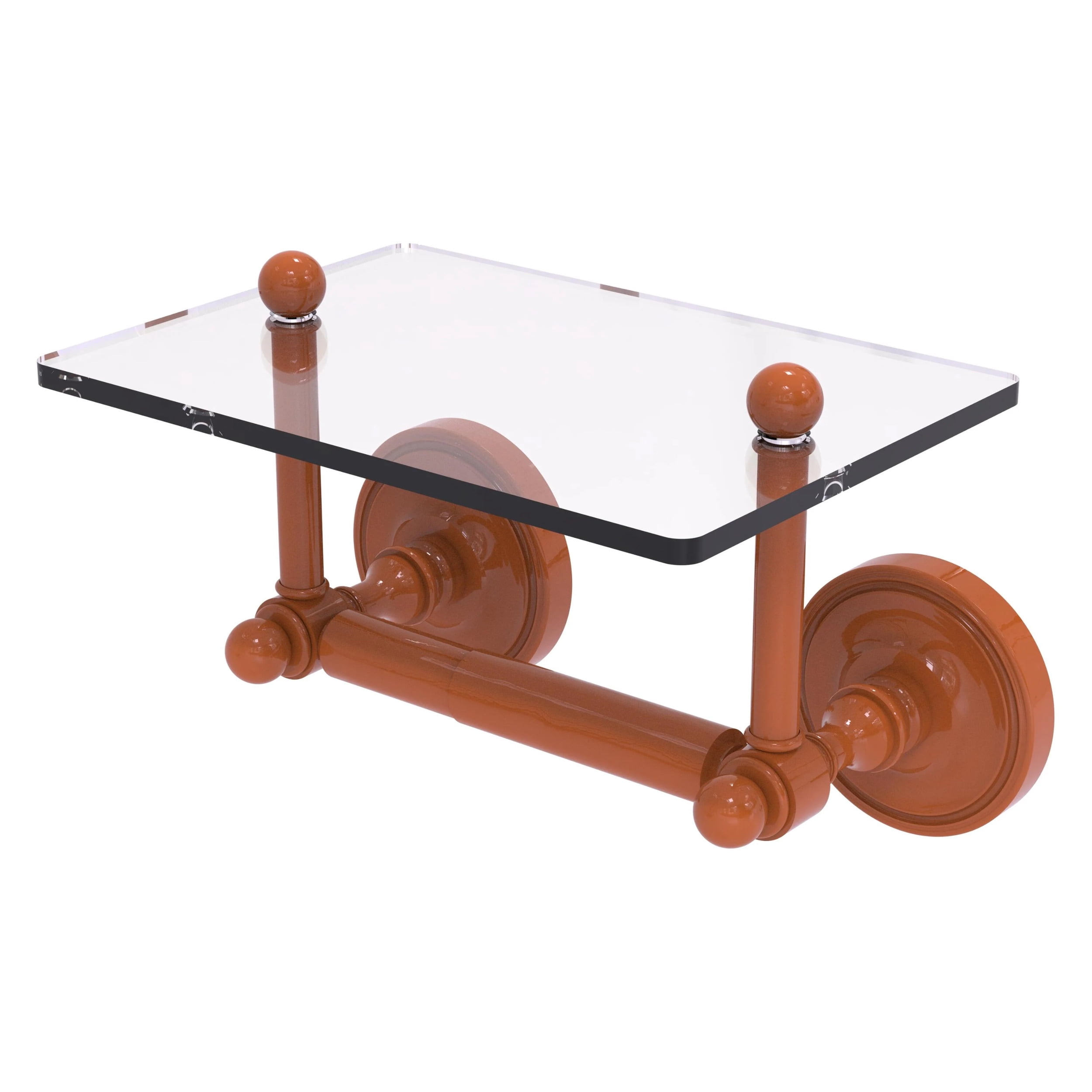 Allied Brass Prestige Regal Toilet Paper Holder – Two Post With Glass Shelf, Matte White