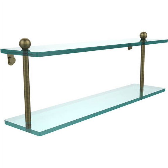 Prestige Regal Collection Two Tiered Glass Shelf - Antique Brass / 22 Inch