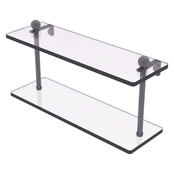 Prestige Regal Collection Two Tiered Glass Shelf - Matte Gray / 16 Inch