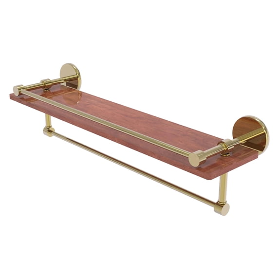 Prestige Skyline Collection 22 Inch IPE Ironwood Shelf with Gallery Rail and Towel Bar