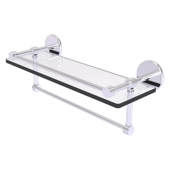 Prestige Skyline Collection Gallery Glass Shelf with Towel Bar - Satin Chrome / 16 Inch