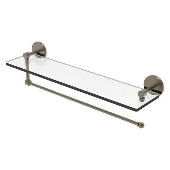 Prestige Skyline Collection Paper Towel Holder with Glass Shelf - Antique Brass / 22 Inch