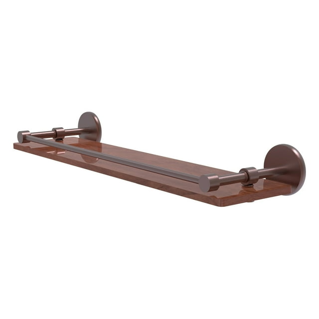 Prestige Skyline Collection Solid IPE Ironwood Shelf with Gallery Rail - Antique Copper / 22 Inch