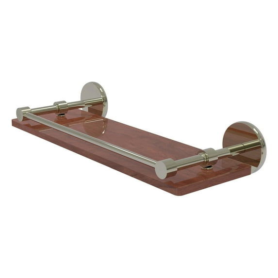 Prestige Skyline Collection Solid IPE Ironwood Shelf with Gallery Rail - Polished Nickel / 16 Inch