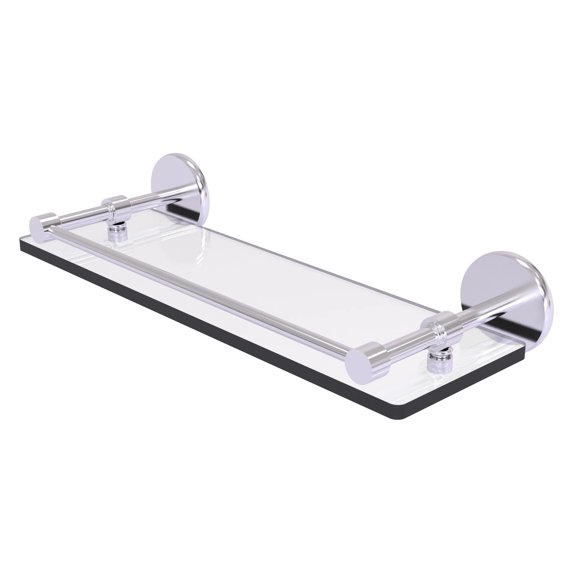Prestige Skyline Collection Tempered Glass Shelf with Gallery Rail - Satin Chrome / 16 Inch