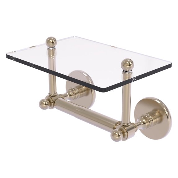 Prestige Skyline Collection Two Post Toilet Tissue Holder with Glass Shelf - Antique Pewter