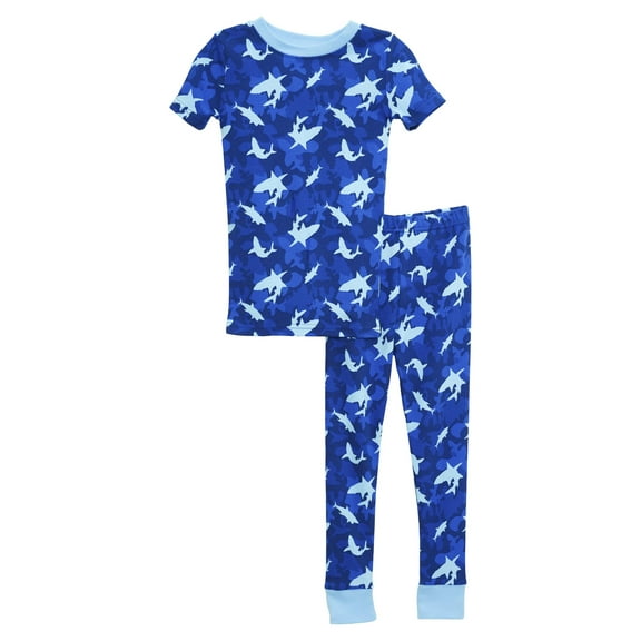 Prestigez Boys Organic Cotton 2 Piece Pajama Set With Sharks, Sea Life, Size: 4