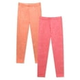 thumbnail image 1 of Prestigez Girls Fashion Printed Stretchy Tie Dye Leggings Pants Pack of 2, Coral/Pink, Size: 10, 1 of 3