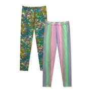 Prestigez Girls Fashion Printed Stretchy Tie Dye Leggings Pants Pack of 2, Pastel/Multicolored, Size: 4T