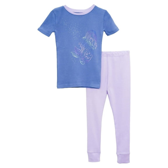 Prestigez Girls Organic Cotton 2 Piece Pajama Set, Mermaid, Size: 4