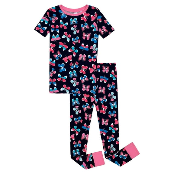 Prestigez Toddler Girls Organic Cotton 2 Piece Pajama Set, Butterflies, Butterflies, Size: 4T