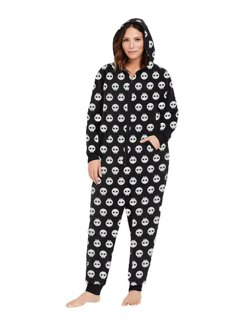 Prestigez Womens Adult Onesie Pajamas, Plus Size, Skull Pattern