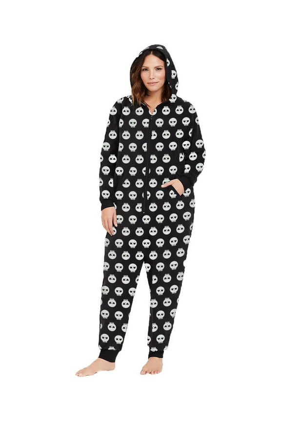 Womens Onesie Pajama Plus Size Female, Black, Size: 0-2 Plus