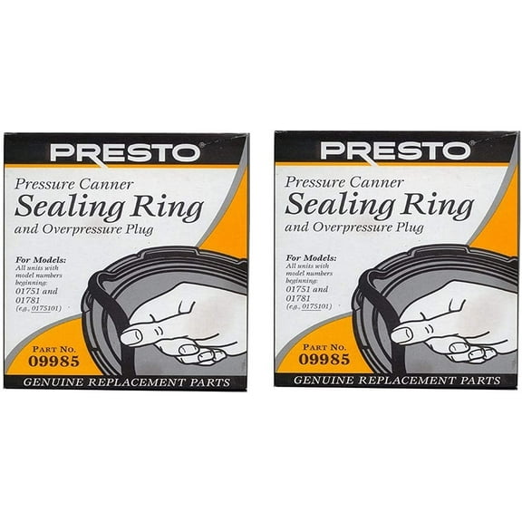Presto Pressure Cooker Sealing Ring - Rubber Seal, Black - 2 Pack