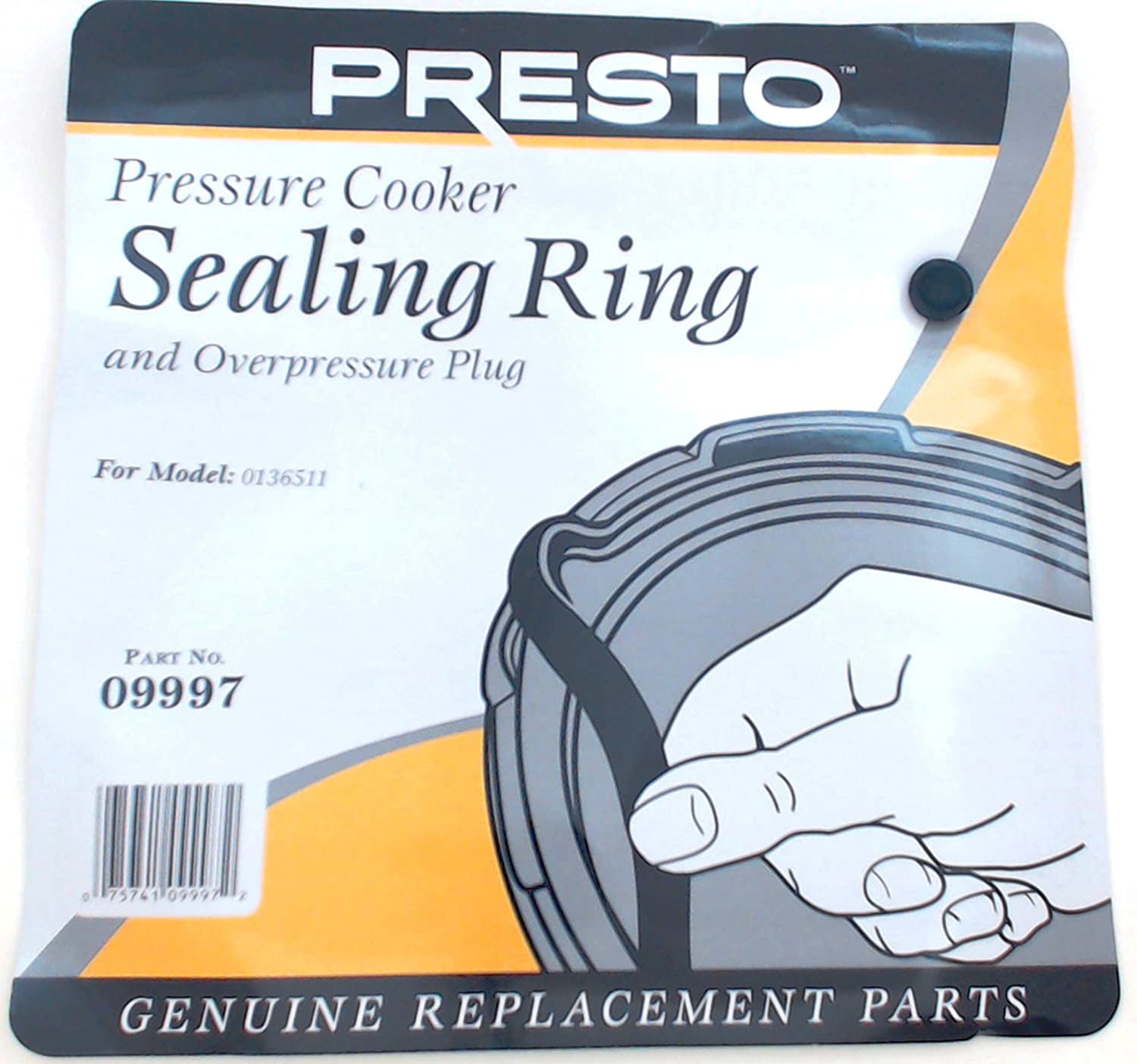 Presto 09997 Pressure Cooker Sealing Ring and Overpressure Plug for