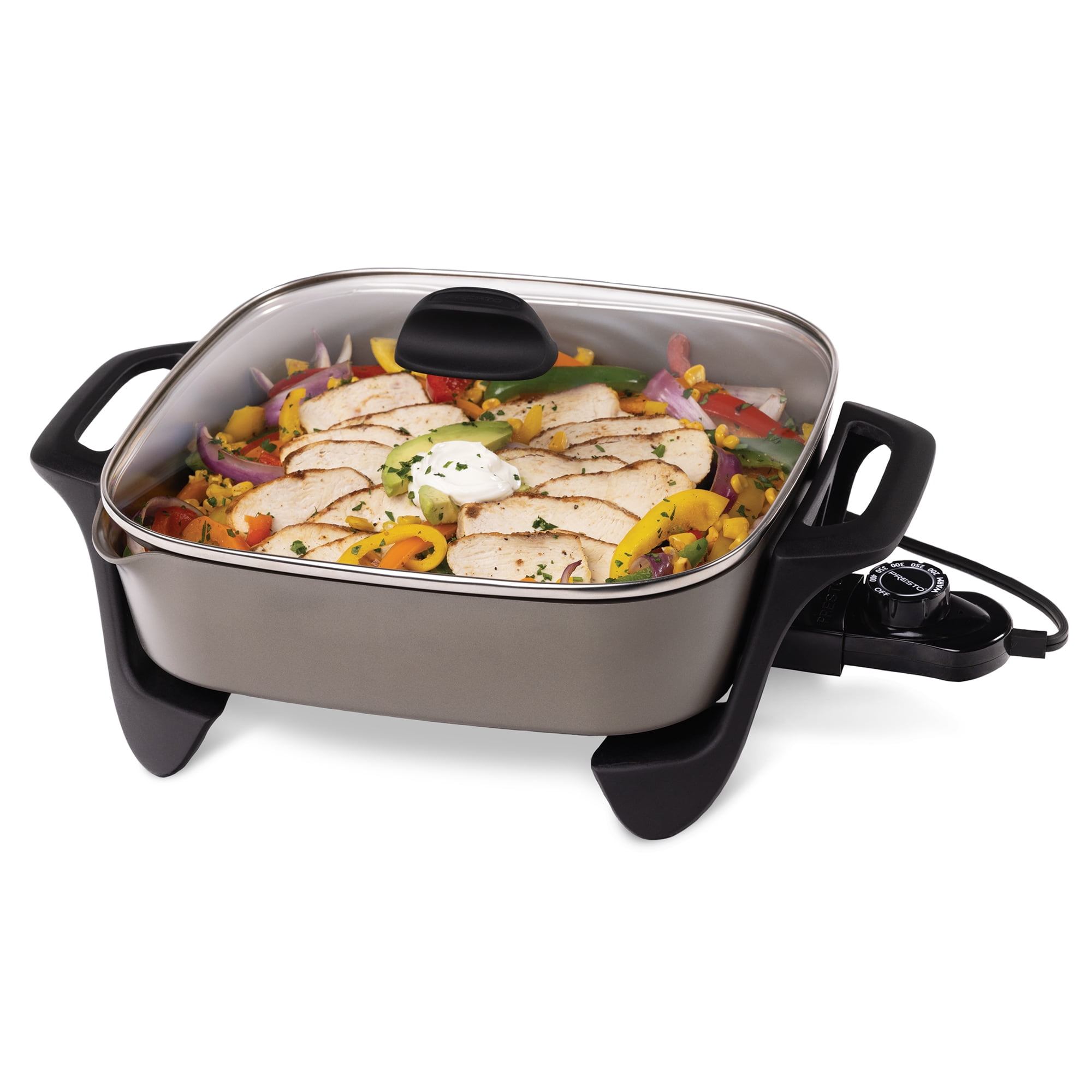 West Bend 12-Inch Family-Sized Electric Skillet with Diamond Shield  Scratch-Resistant, Non-Stick Coating, in Gray (SKWB12GY13)