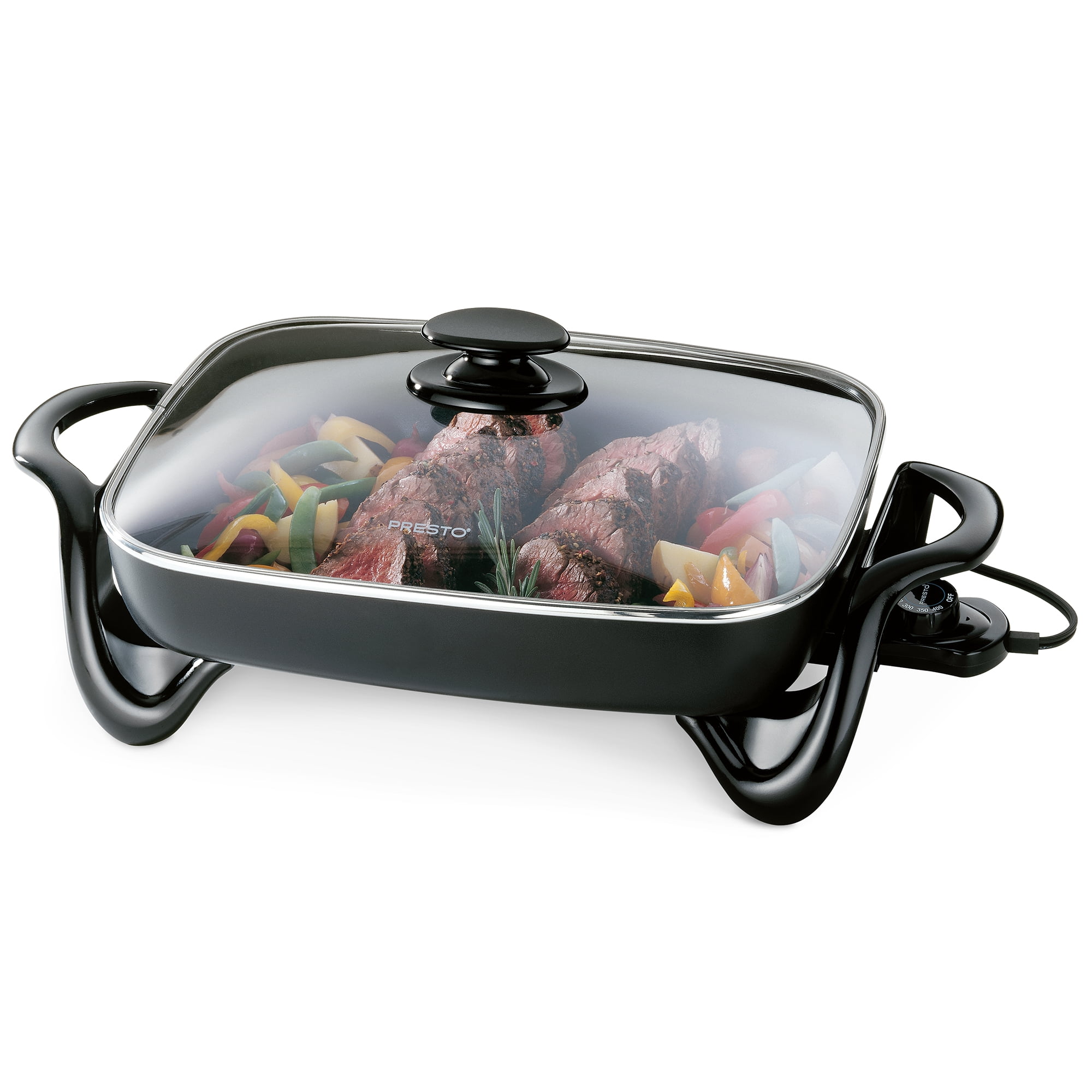 Presto 16 in Rectangular Electric Skillet with Glass Lid Non Stick Temperature Control
