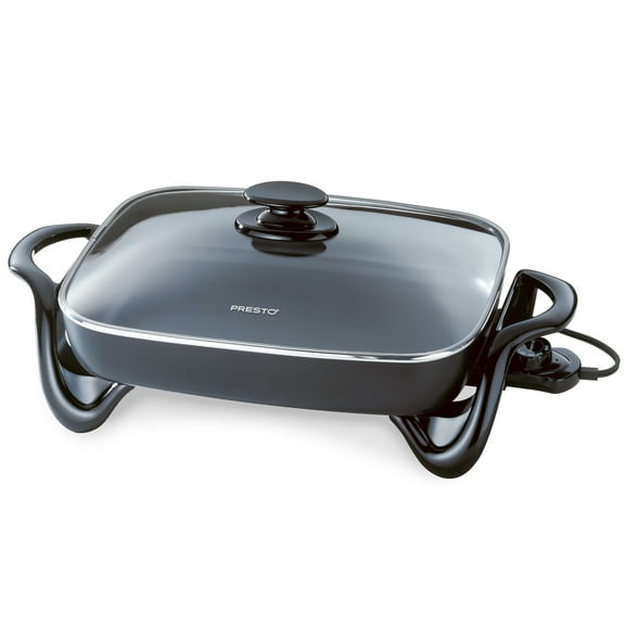 Presto 16 in Rectangular Electric Skillet with Glass Lid Non-Stick, Temperature Control