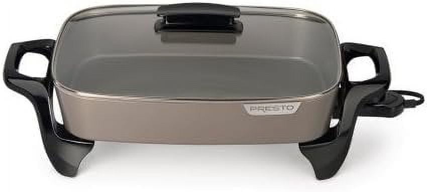 Presto 16-Inch Gray Ceramic Electric Skillet with Glass Cover