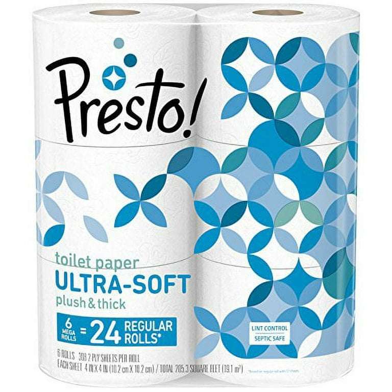 Presto 308 Sheet Mega Roll Toilet Paper Ultra Soft 6 Count