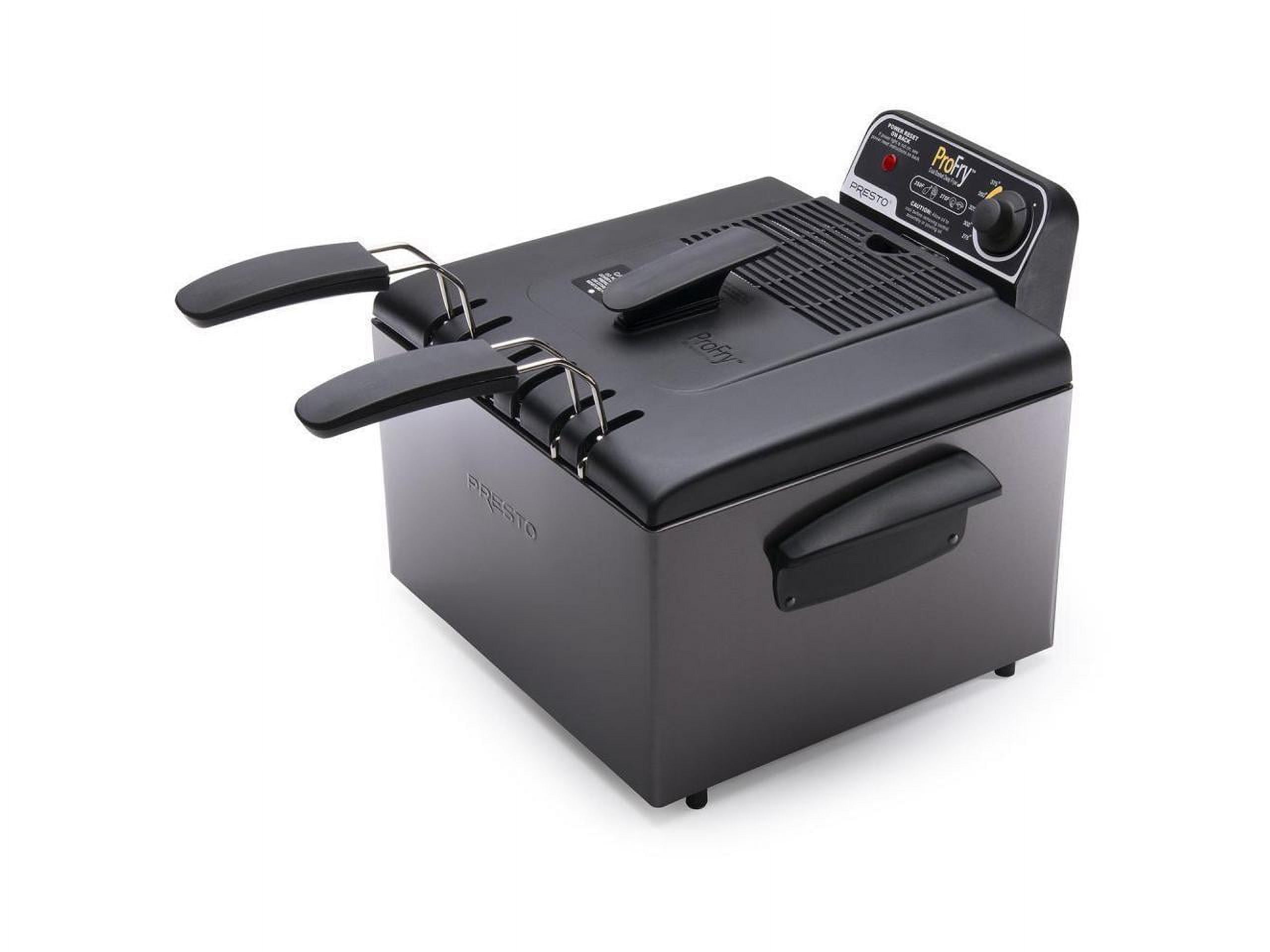 Presto 5 Qt Dual Basket Pro Fry Immersion Element Black Deep Fryer 05489 - Walmart.com