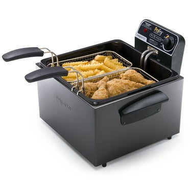 Presto 5Qt Dual Basket Pro Fry Immersion Element Black Deep Fryer 05489