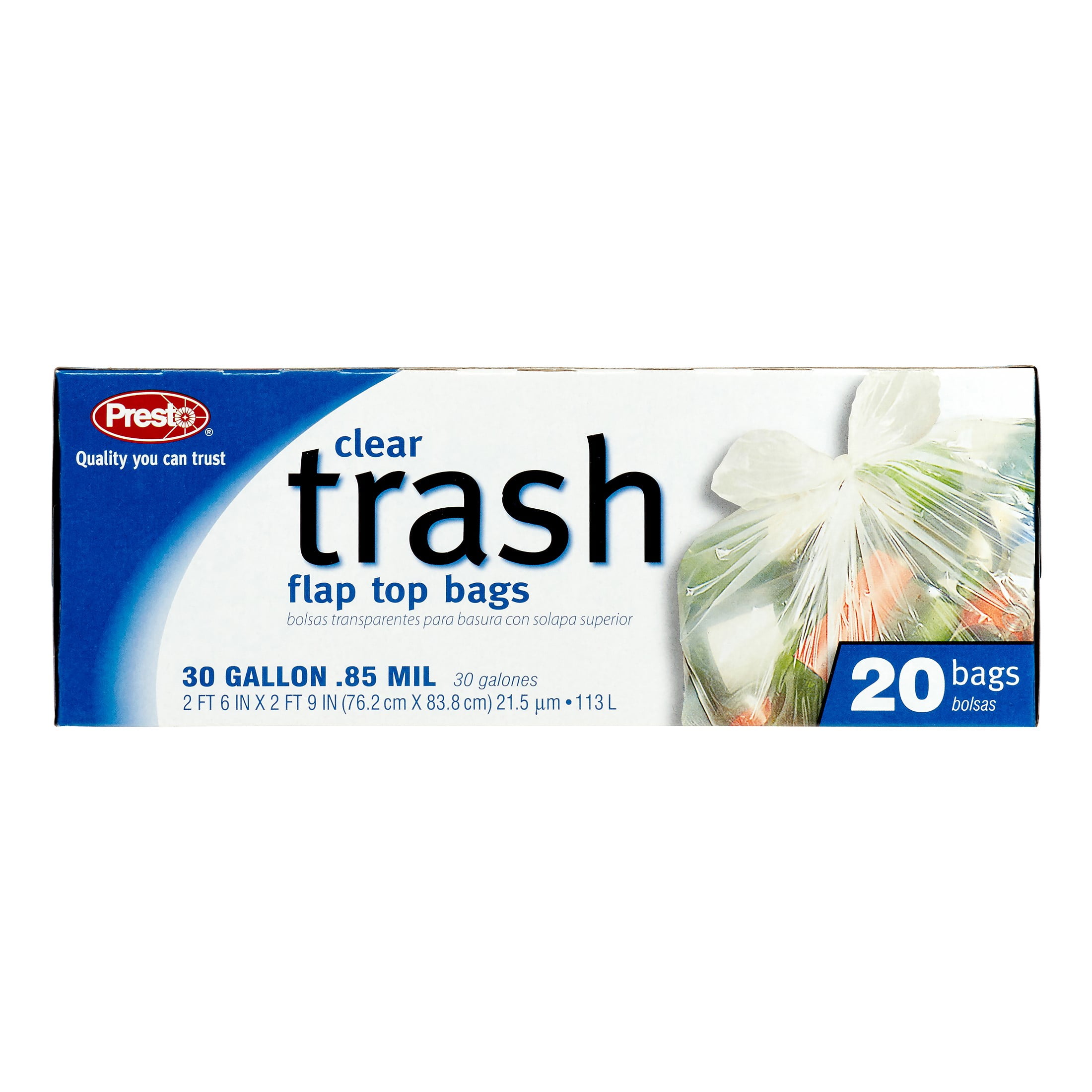 30 in. W x 36 in. H 20 Gal. to 30 Gal. 1.5 mil Clear Trash Bags (100- Count)