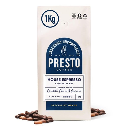 Presto House Espresso Speciality Coffee Beans 1kg, British Import (Pack of 2)