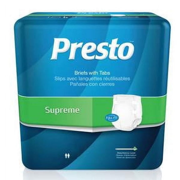 Presto Maximum Absorbency Incontinence Briefs, 2XL (63'' to 69'' Waist), 12 Count