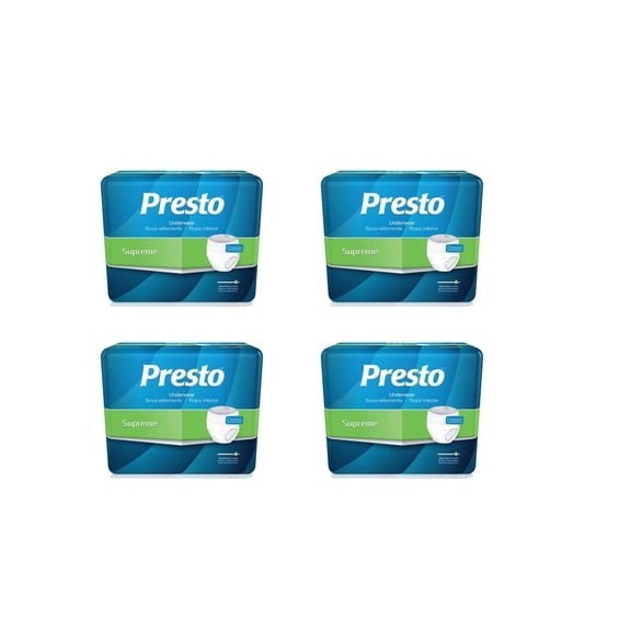 Presto Plus Protective Underwear, Small, Soft Cloth, White, Case of 80 -AUB23010