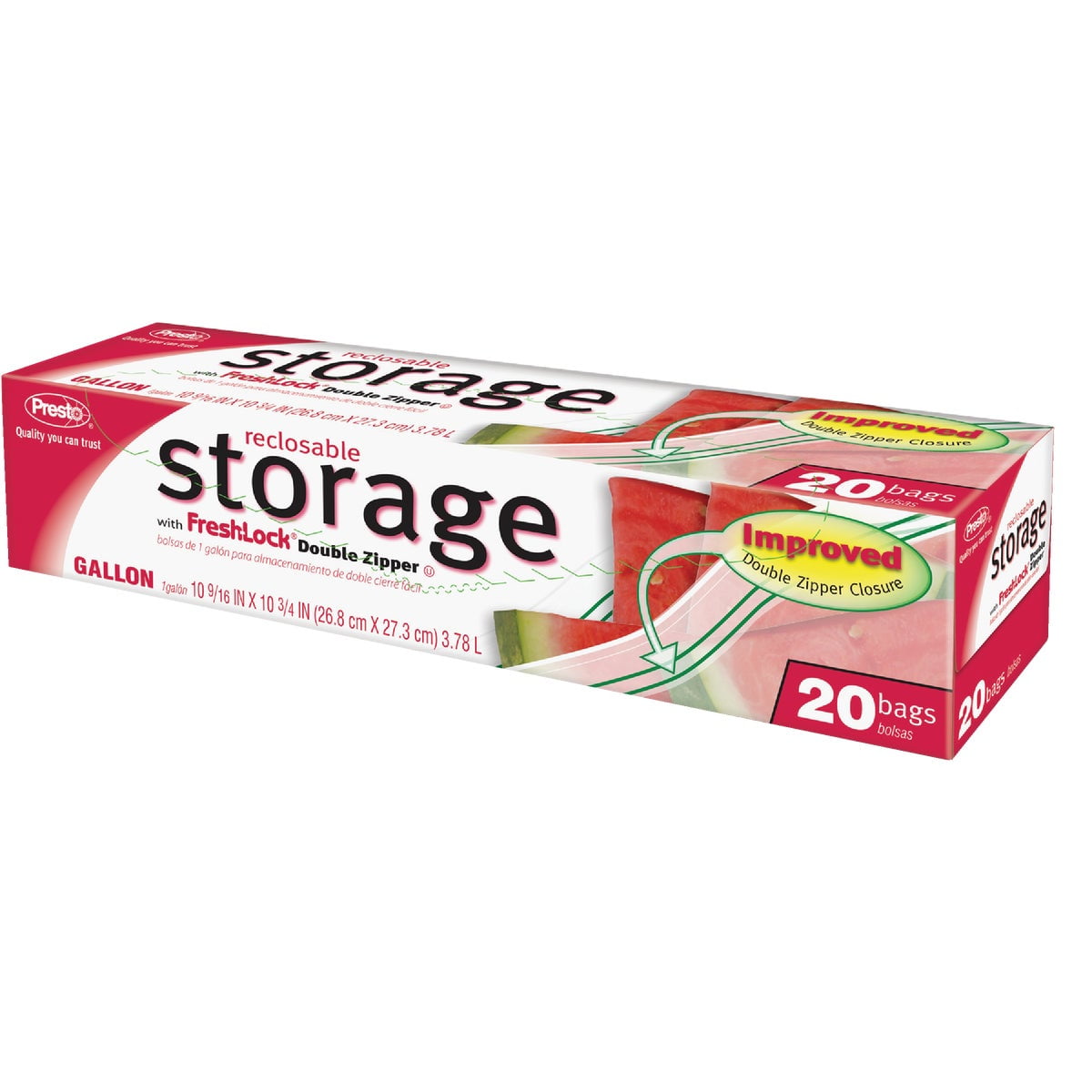 Ziploc 00350 Gallon Storage Bag 20 Pack: Food Storage Bags Zipper & Coated  (025700003502-2)