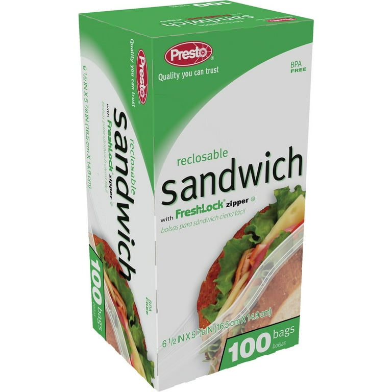 Presto Recloseable Sandwich Bag with Color Grip Opening 90 Count C004310S