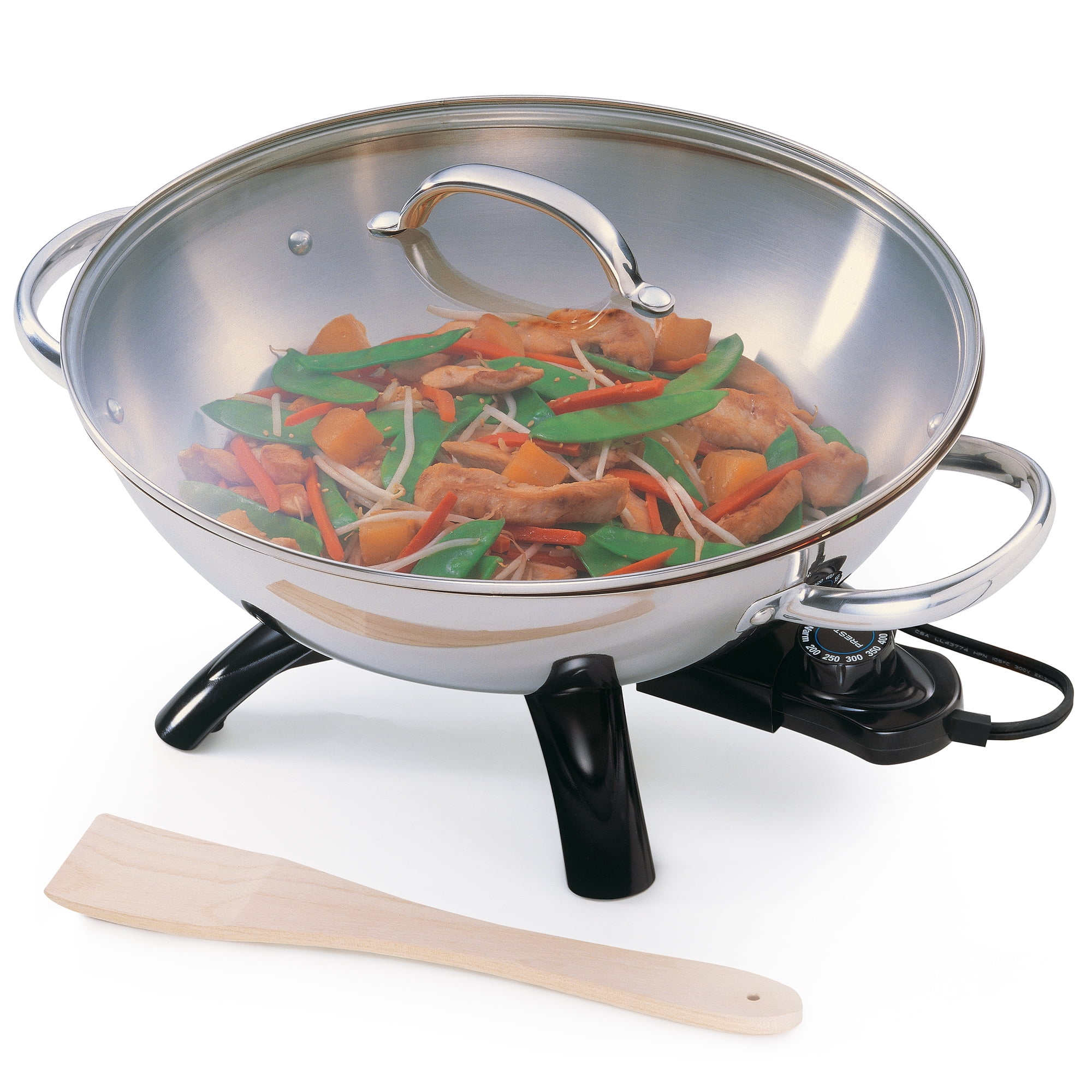Presto 1500-Watt Stainless Steel Electric Wok with Glass Lid